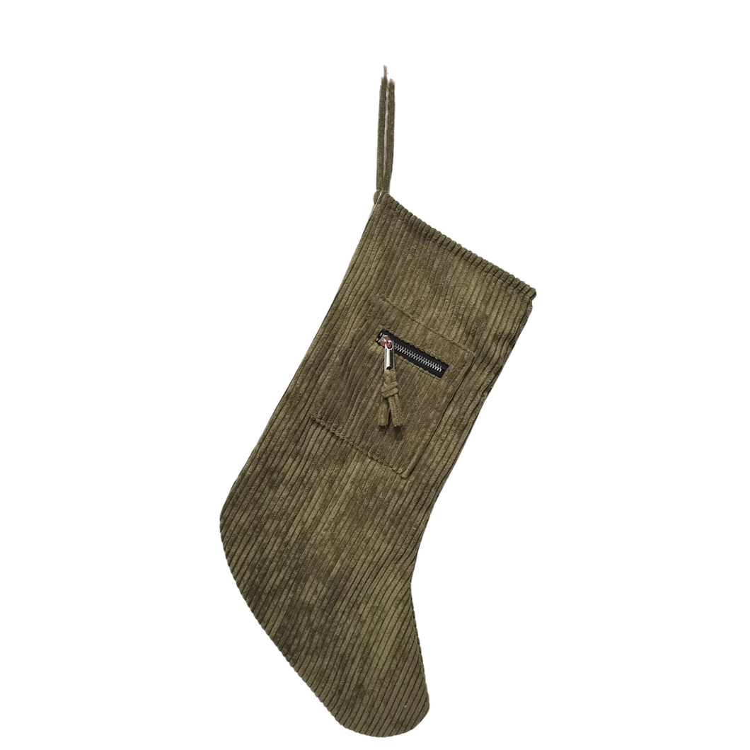 Evergreen Cord Zipper Christmas Stocking