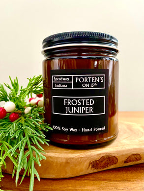 7.5 oz frosted juniper scented candle 