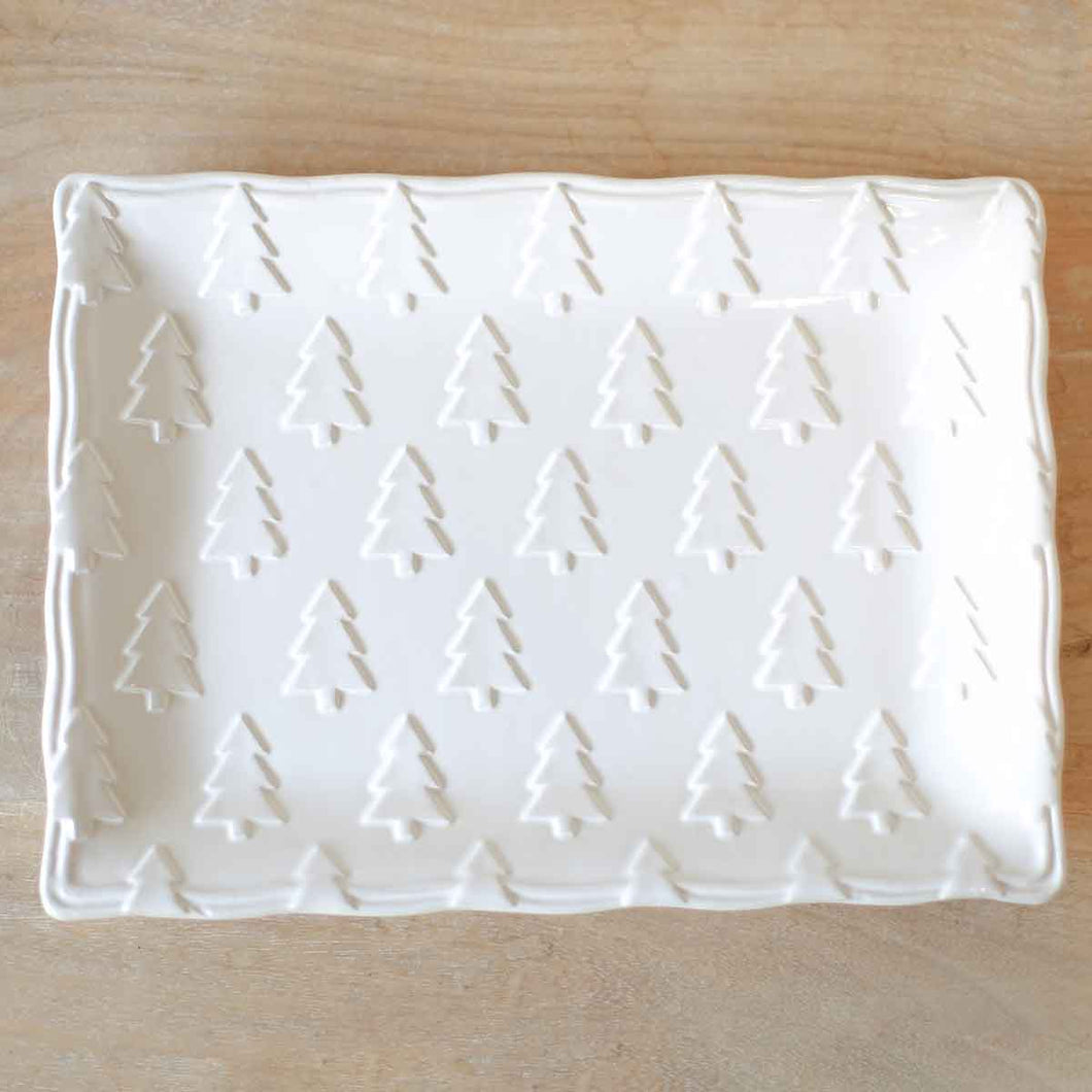 Balsam Lane Embossed Platter   White   11.5x8.5