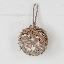 Load image into Gallery viewer, Champagne Glittered Pinecone Ornament | 4.5&quot;
