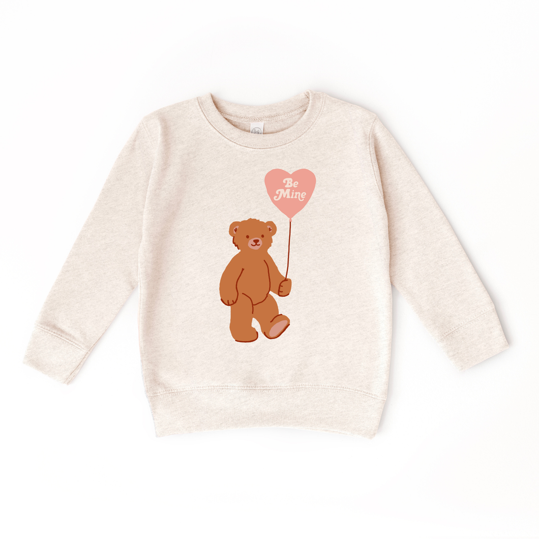 Be Mine Bear Balloon Valentines Day Kids Sweatshirt