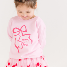 Load image into Gallery viewer, Pink Love You Bow Valentine&#39;s Day Kids Sweatshirt
