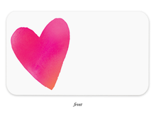 Load image into Gallery viewer, Front of white notecard has a pink pink heart on the left side. 

