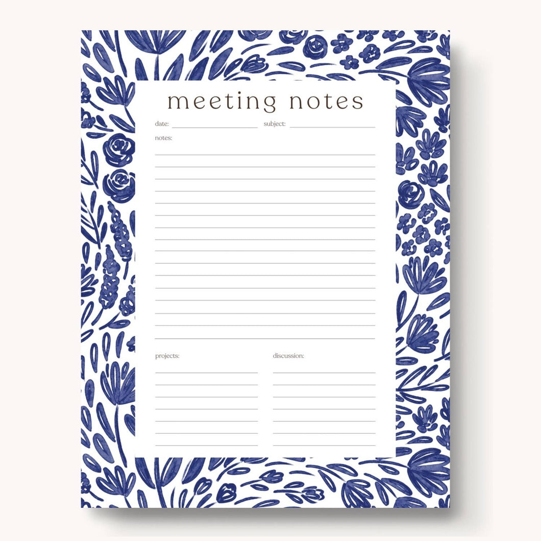 Porcelain Floral Meeting Notes Notepad, 11x8.5 in.