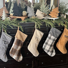 Load image into Gallery viewer, Tan Cord Zipper Christmas Stocking
