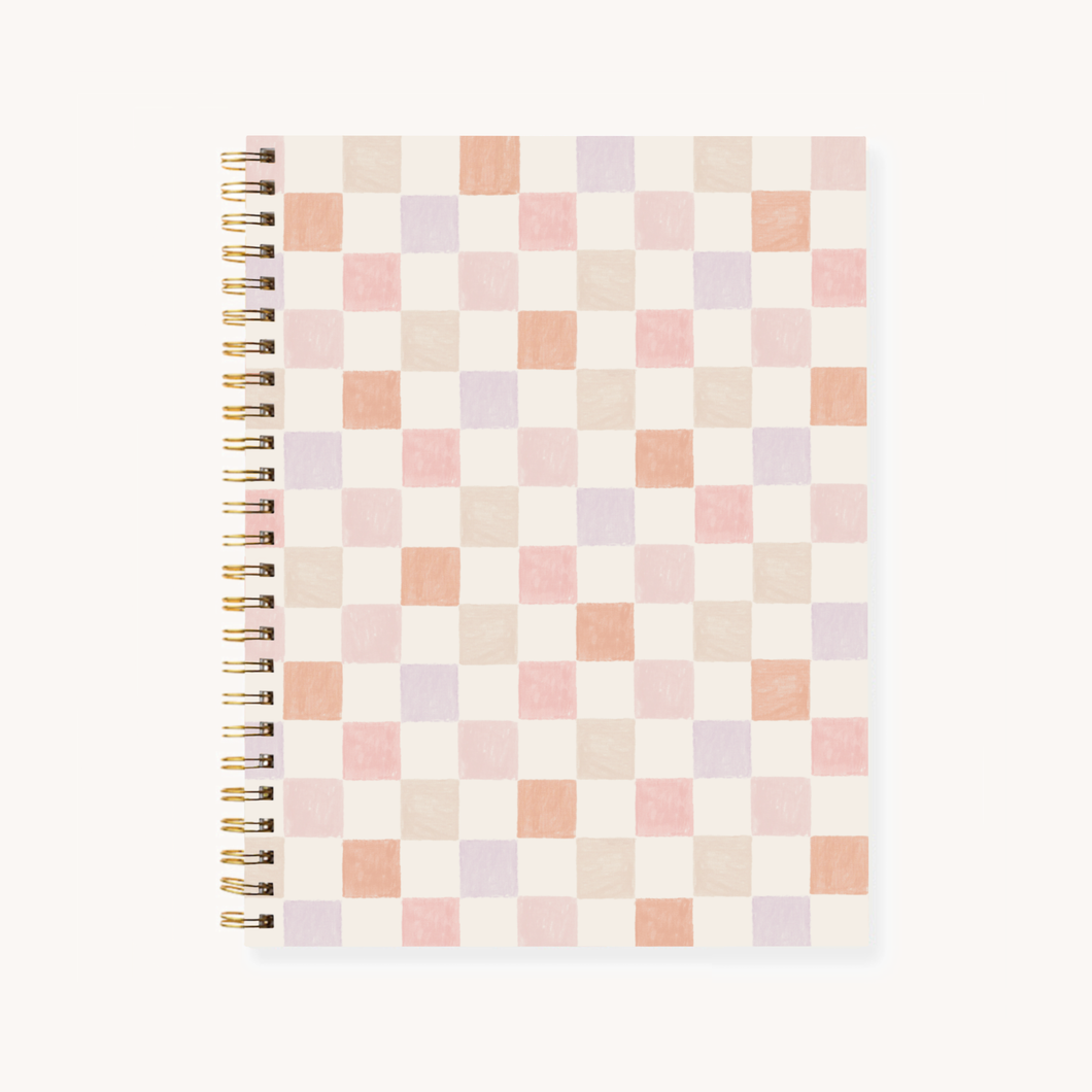 Watercolor Checker 7x9 Hardcover Spiral Notebook