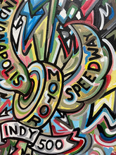 Load image into Gallery viewer, Indianapolis Motor Speedway Motion Wing and Wheel Painting (24&quot; x 30&quot;) by Justin Patten
