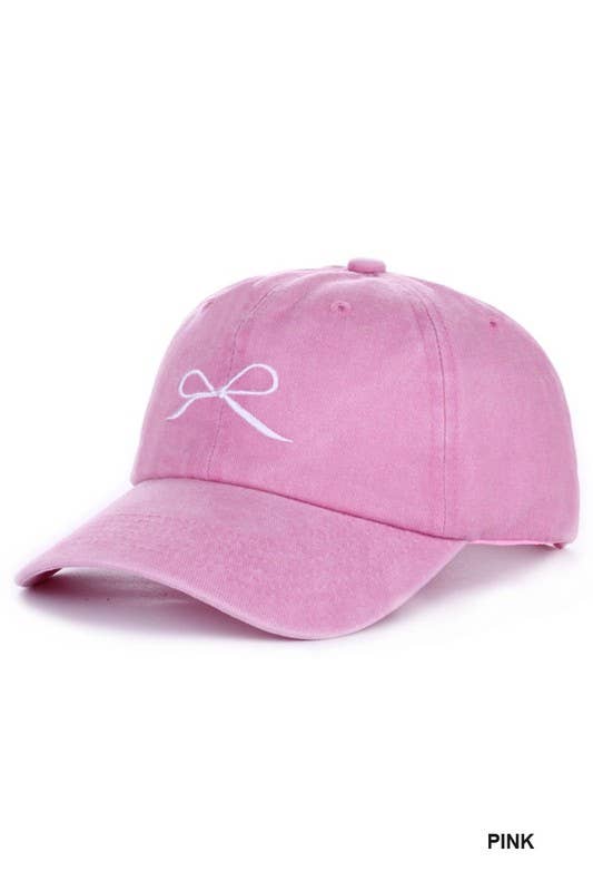 🎀 Coquette Ribbon Bow Embroidery Washed Hat 🎀