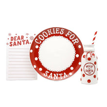 Load image into Gallery viewer, Cookies for Santa Set – Christmas Eve Plate, Milk Jug, Straw &amp; “Dear Santa” Notepad
