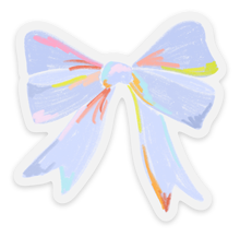 Load image into Gallery viewer, Clear Periwinkle Bow Sticker, 2.5x2.45in.
