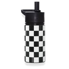 Load image into Gallery viewer, Black and White Checkered 14 oz Steel Water Bottle

