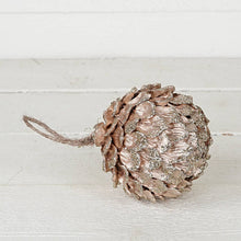 Load image into Gallery viewer, Champagne Glittered Pinecone Ornament | 4.5&quot;
