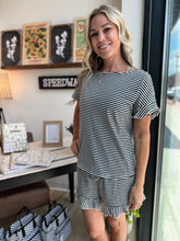Load image into Gallery viewer, Ruffle &amp; Stripe Set | Black &amp; White

