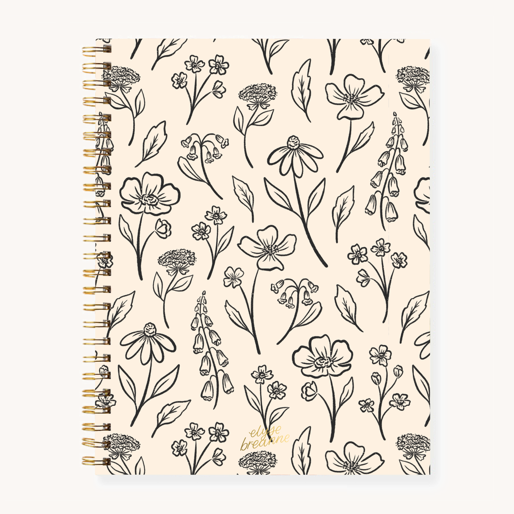 Pressed Floral Softcover Spiral Notebook
