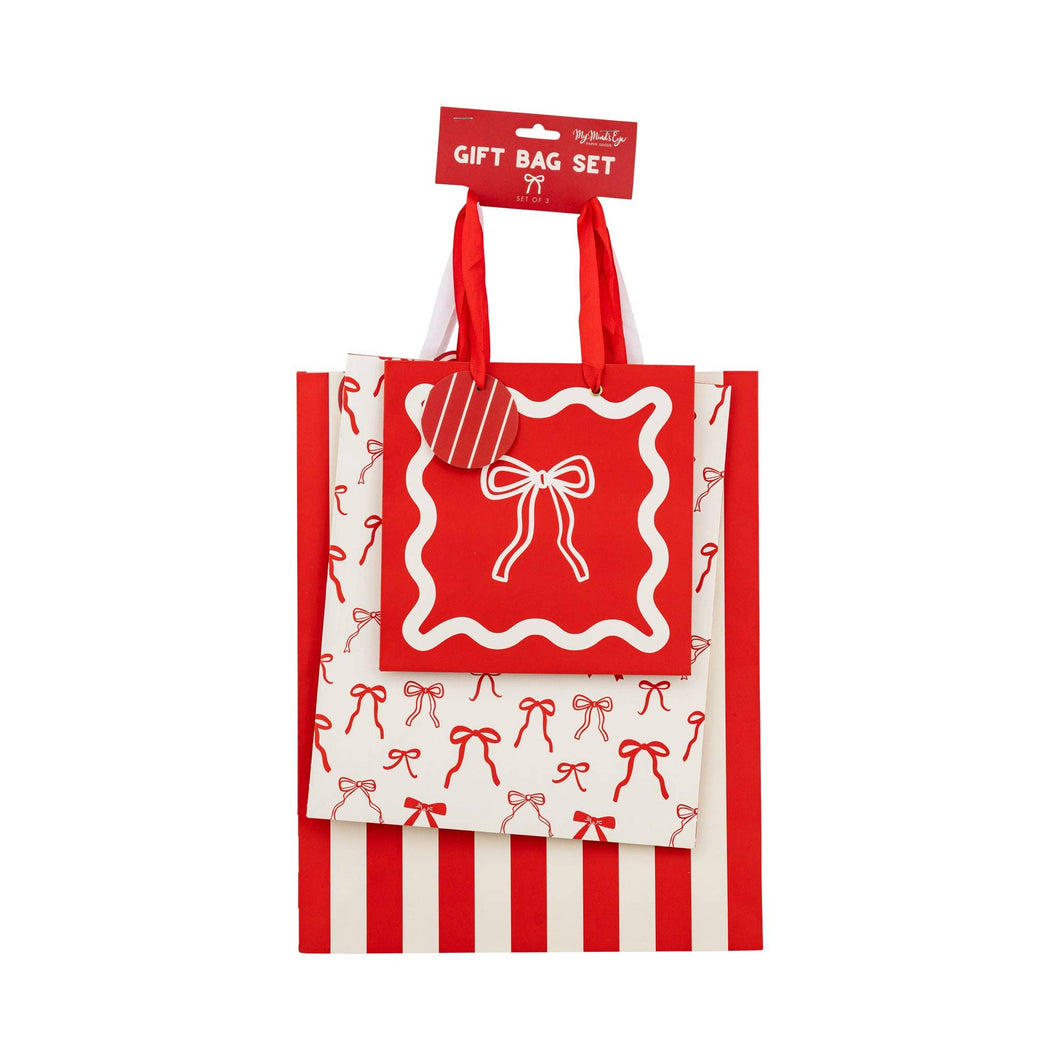 Christmas Bows Gift Bag | Set of 3