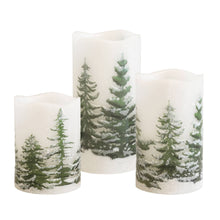 Load image into Gallery viewer, Battery Operated LED Wax Candles, Green Pines | 3 Sizes
