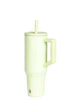 Load image into Gallery viewer, 40 oz tumbler with a handle and straw in the color Key Lime. 

