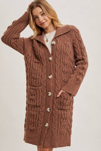 Load image into Gallery viewer, Button Down Cable Knit Cardigan | Mocha
