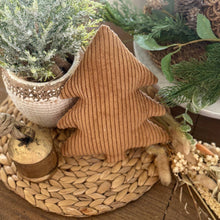 Load image into Gallery viewer, Small Camel Cord Christmas Tree Pillow
