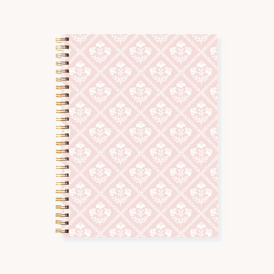 Pink Trellis 7x9 Hardcover Spiral Notebook