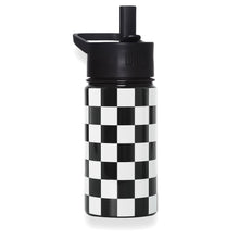 Load image into Gallery viewer, Black and White Checkered 14 oz Steel Water Bottle
