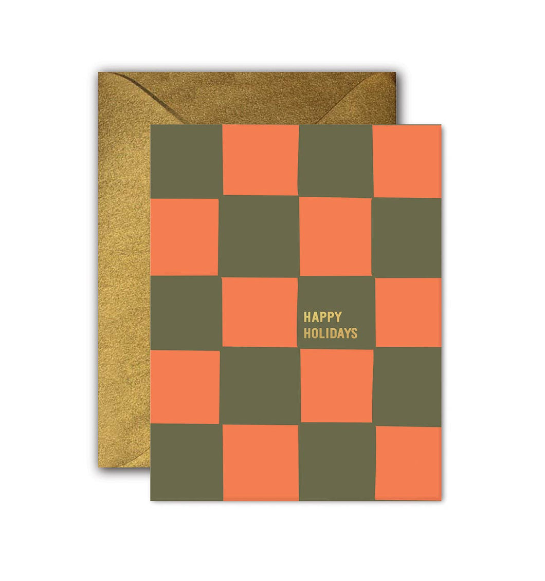 Holiday Checkerboard Christmas Greeting Card