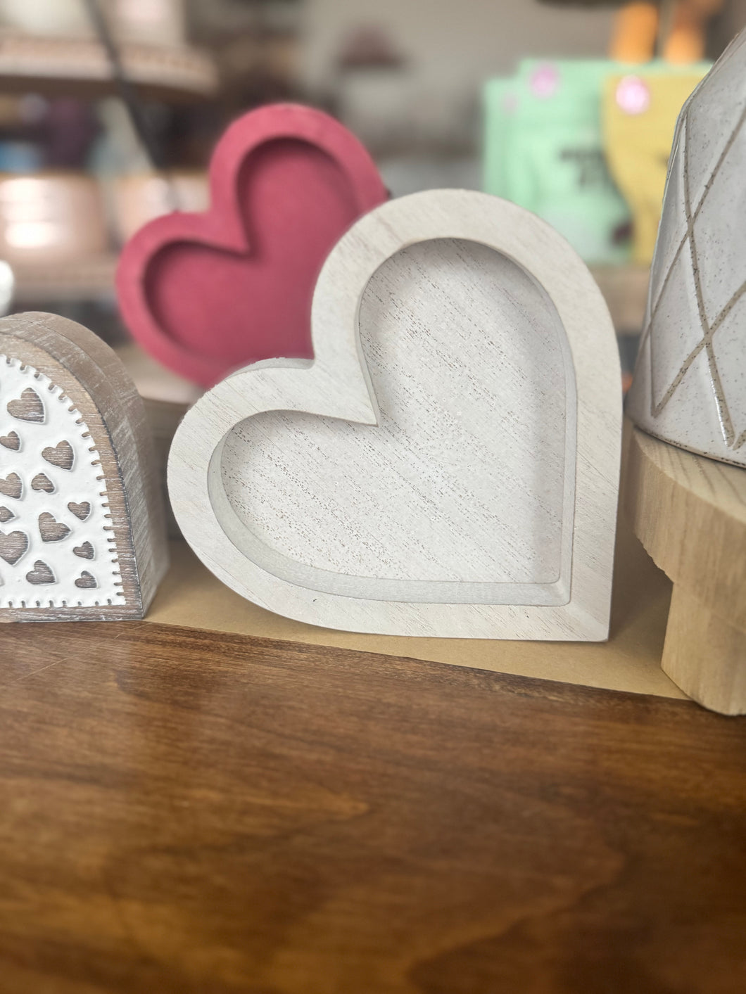 White Wash Heart Tray