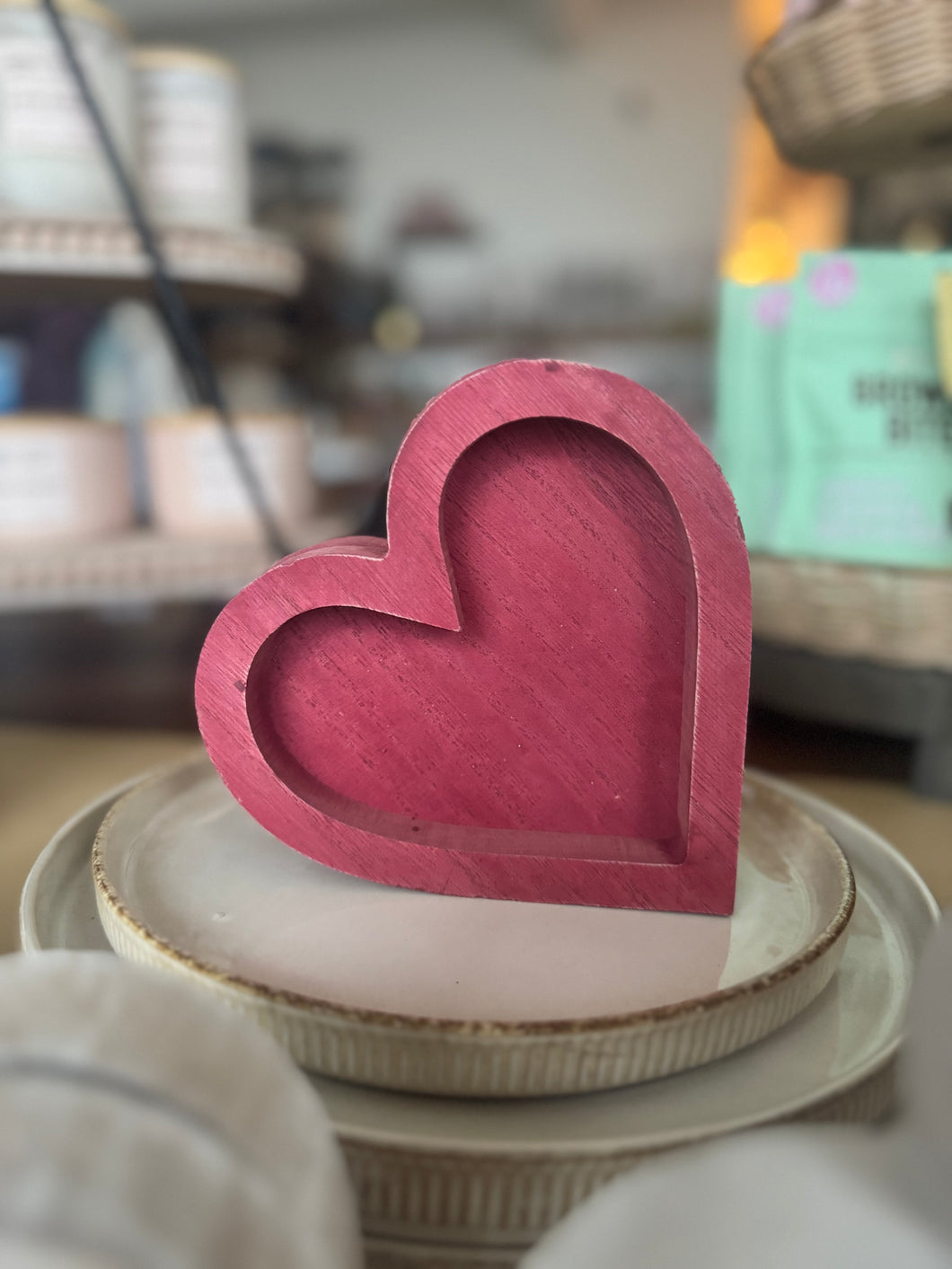 Dark Red Wash Heart Tray