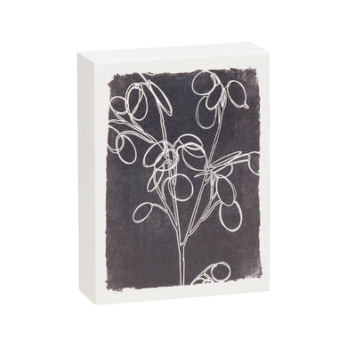 Small money plant block.  White with light black watercolor background.  