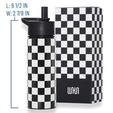 Load image into Gallery viewer, Black and White Checkered 18 oz Steel Water Bottle
