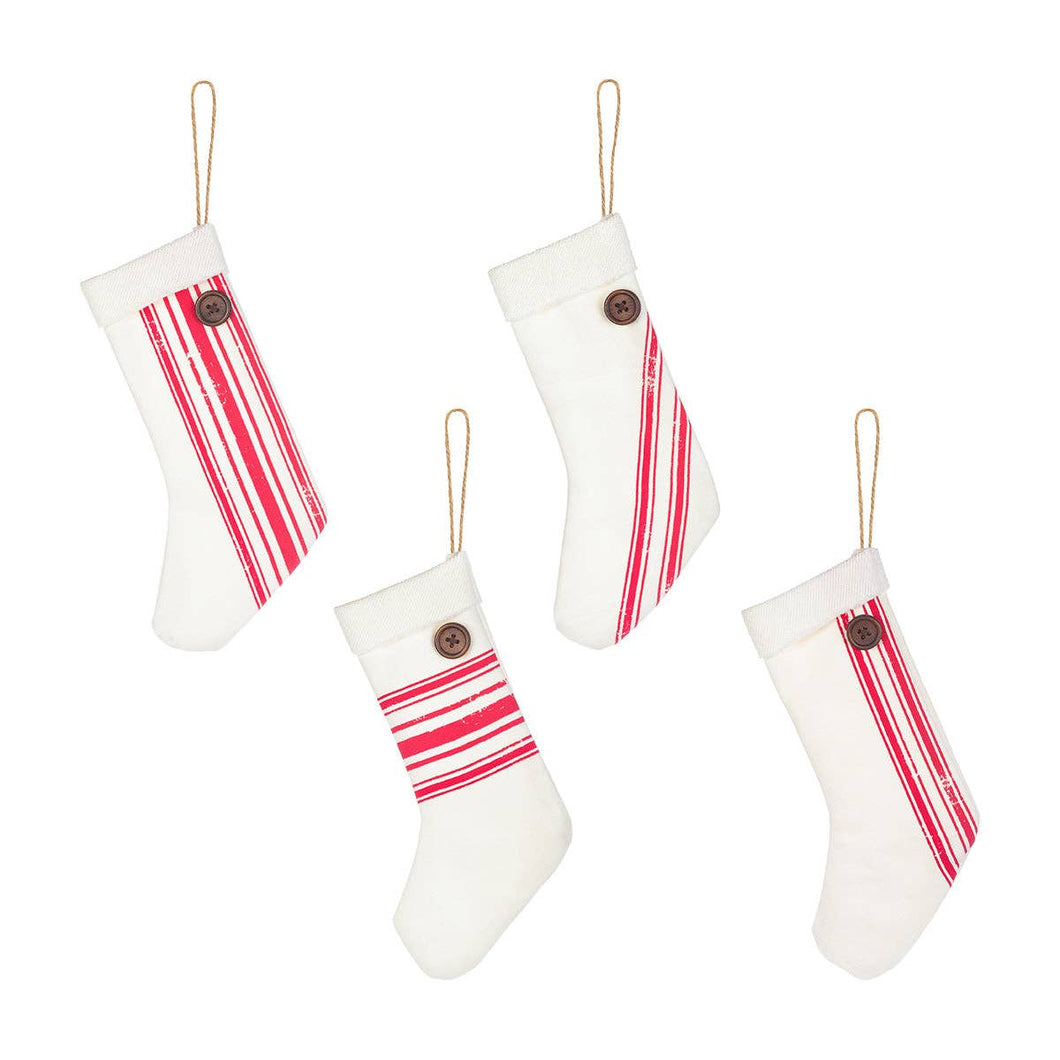 Red & White Striped Stocking Christmas Ornament | 4 Styles