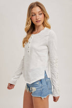 Load image into Gallery viewer, Boho Crochet Patch Sleeve Top
