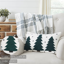 Load image into Gallery viewer, Pine Grove Plaid Embroidered Trees Pillow Cover 14x22
