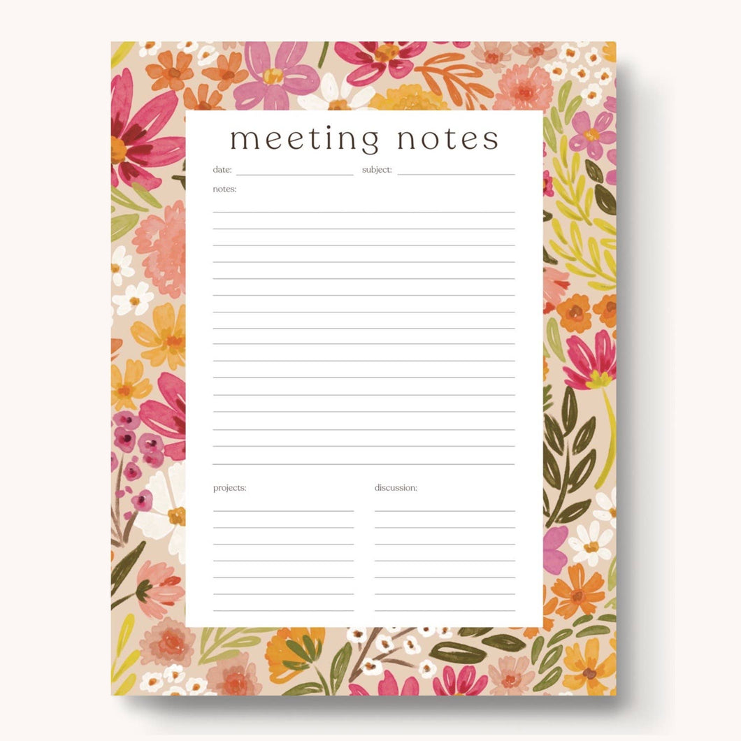 Primrose Petals Meeting Notes Notepad, 11x8.5 in.