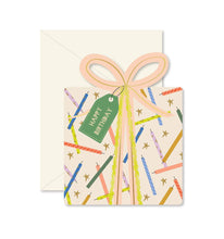 Load image into Gallery viewer, Birthday Gift Star Candles die-cut folded Greeting Card
