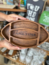 Load image into Gallery viewer, Football Chip &amp; Dip Wooden Bowl
