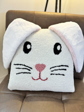 Load image into Gallery viewer, Adorable bunny pillow with fluffy 3D ears, perfect for Easter or year-round decor.
