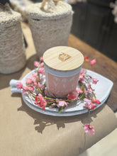 Load image into Gallery viewer, Natural elegance! Pink cherry blossom candle ring for pillar candles. 3.75&quot; diameter. Spring décor for home or office.
