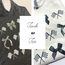 Load image into Gallery viewer, Checkered Flags + Bows | Tank or Tee
