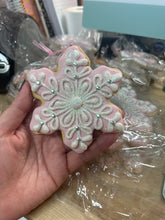 Load image into Gallery viewer, Pink &amp; White Snowflake Cookie Ornament
