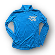Load image into Gallery viewer, Indianapolis Motor Speedway Motion Wing and Wheel Women&#39;s Long Sleeve 1/4 Zip by Justin Patten (New 2025 Design) (Pond Blue)
