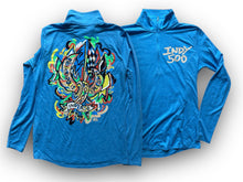 Load image into Gallery viewer, Indianapolis Motor Speedway Motion Wing and Wheel Women&#39;s Long Sleeve 1/4 Zip by Justin Patten (New 2025 Design) (Pond Blue)
