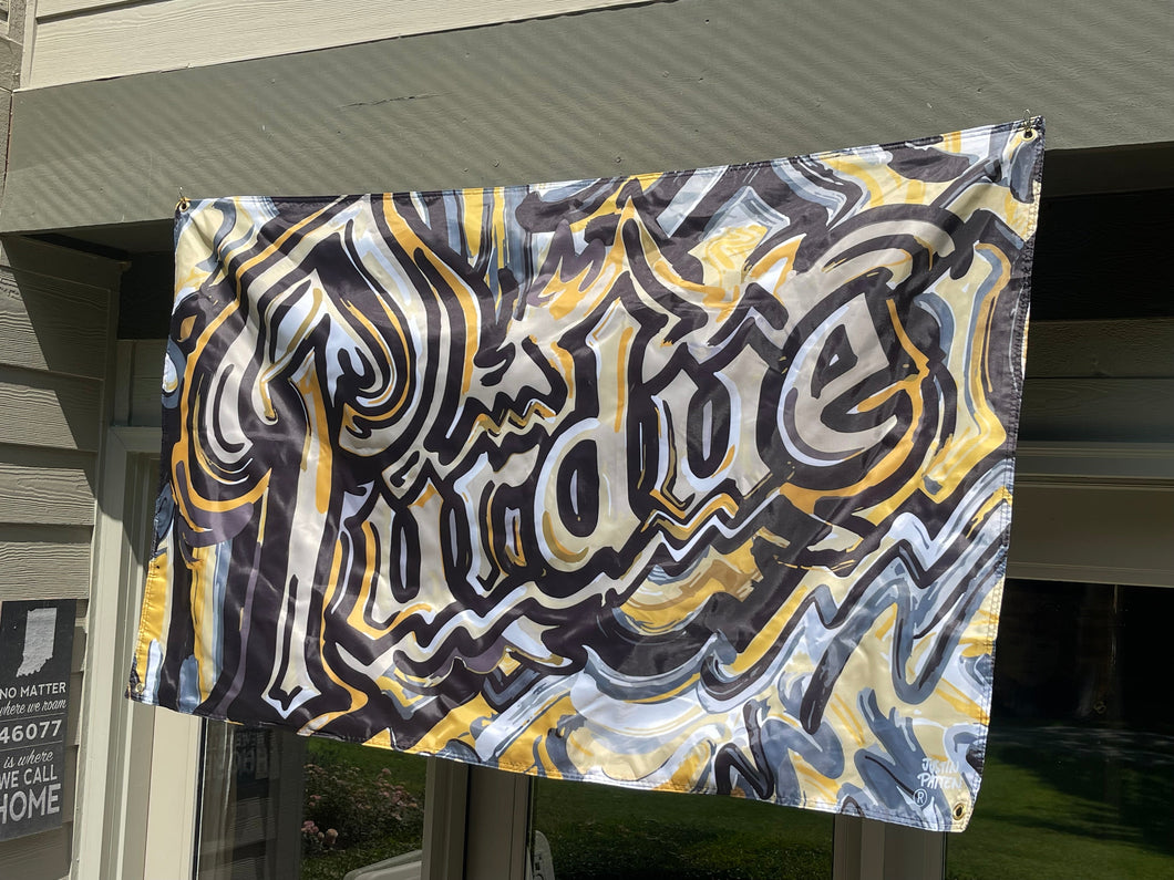 Purdue University Purdue Drum Banner Flag 5' x 3