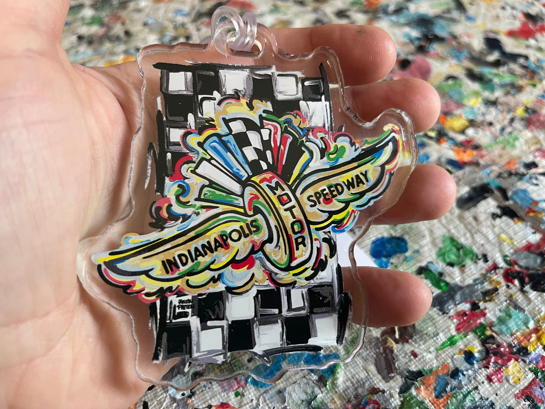 Indianapolis Motor Speedway Wing and Wheel Bag Tag  by Justin Patten