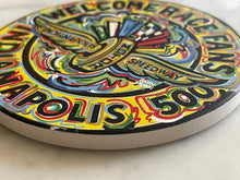 Load image into Gallery viewer, Indianapolis Motor Speedway Welcome Race Fans Stone Coaster by Justin Patten
