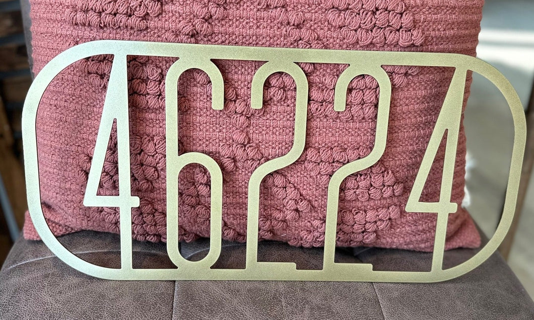 46224 zip code oval metal sign in gold