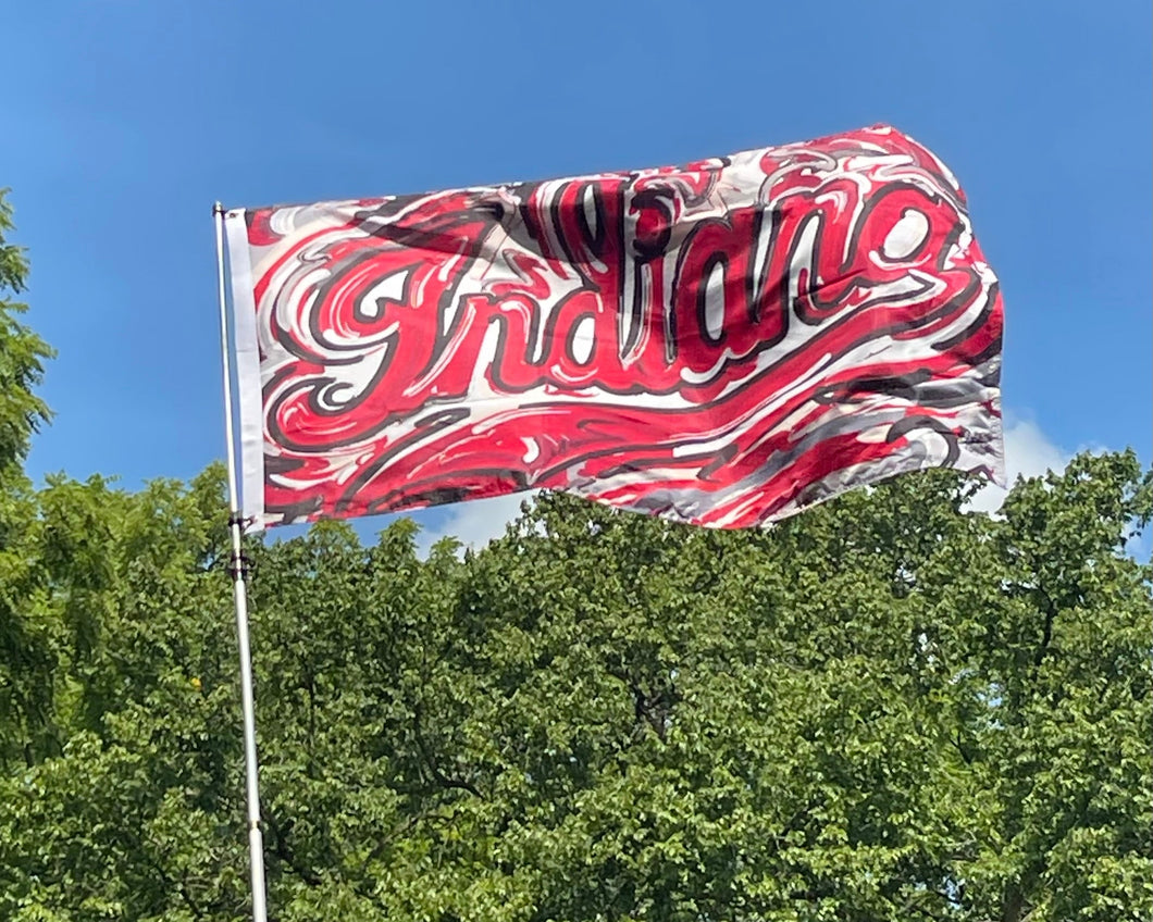 Indiana University Script Flagpole Flag 5' x 3' by Justin Patten (2 grommets)