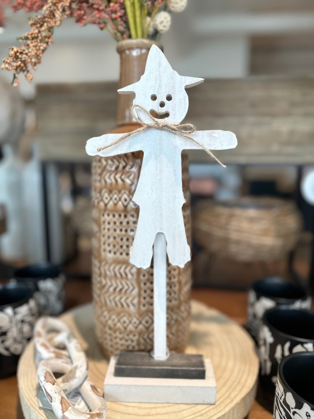 White Washed Scarecrow on Base
