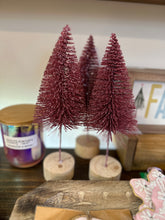 Load image into Gallery viewer, Wine colored wire glitter trees on base.  Choose from 3 sizes. 
