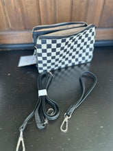 Load image into Gallery viewer, Shows crossbody purse with strap and wristlet attachements. 
